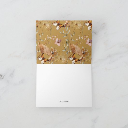 Herfst Bloemige Boho Bruidsmeisjesborrel Uitnodigi Bedankkaart (Binnen)