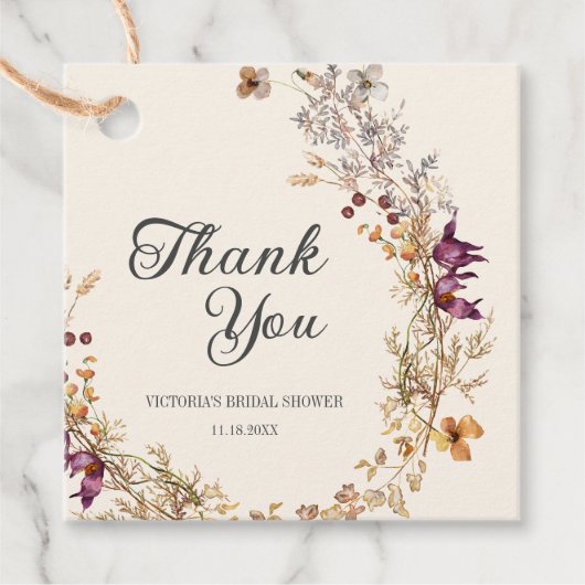Herfst Bloemige Boho Bruidsmeisjesfeest Bedankjes Labels (Voorkant)