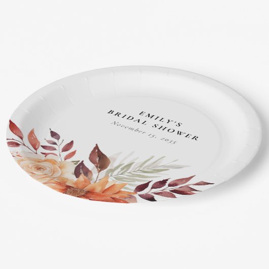 Herfst Bloemige Boho Bruidsmeisjesfeest Papieren Bordje (Gekanteld)