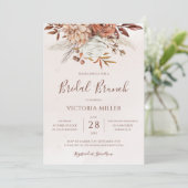 Herfst Bloemige Boho Herfstloof Bruids Brunch Kaart (Staand voorkant)