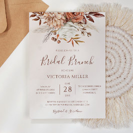 Herfst Bloemige Boho Herfstloof Bruids Brunch Kaart