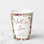 Herfst Bloemige Bruidsdouche Papieren Bekers (Voorkant)