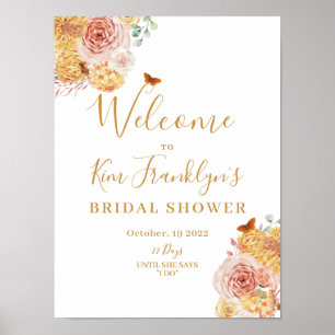Herfst Bloemige Bruidsdouche Verliefd Welkom Poster