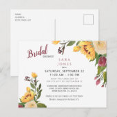 Herfst Bloemige Bruidsuitnodiging Zonnebloem Briefkaart (Voorkant / Achterkant)