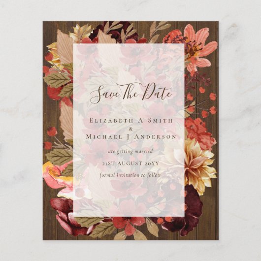 Herfst Bloemige Bruiloft - Burgundy Oranje BUDGET (Voorkant)