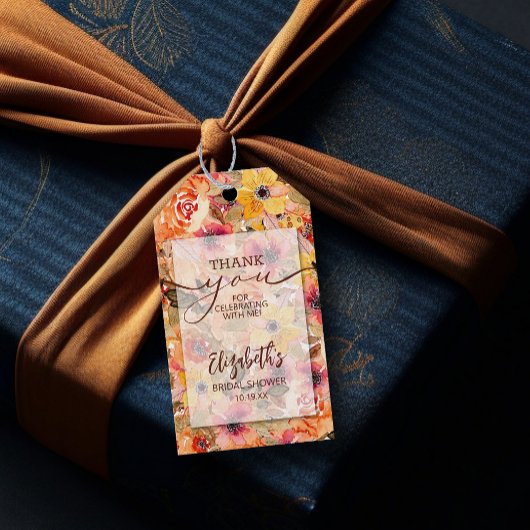 Herfst Bloemige Bruiloft Feest Favor Cadeaulabel