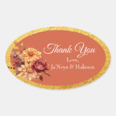 Herfst Bloemige Bruiloft Ovale Sticker (Voorkant)