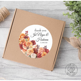 Herfst Bloemige Bruiloft Ronde Sticker