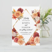 Herfst Bloemige Bruiloft  Save The Date (Staand voorkant)