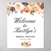 herfst bloemige bruiloftsborrel welkomstbord poster (Voorkant)
