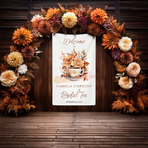 Herfst Bloemige Cottage Core Theekop Bruids Tea Sh Spandoek