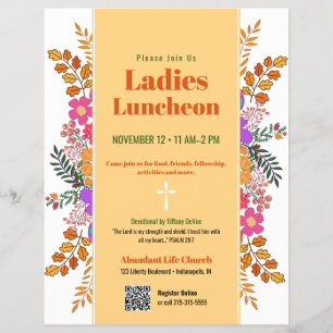 Herfst Bloemige Dames Kerk Lunch Flyer
