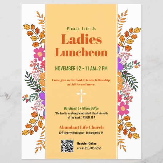 Herfst Bloemige Dames Kerk Lunch Flyer (Voorkant)