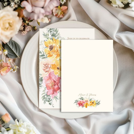 Herfst Bloemige Elegante Bloem Bruiloft Uitnodigin Kaart