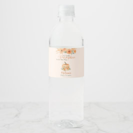 Herfst Bloemige Elegante Oranje Pompoen Baby Showe Waterfles Etiket