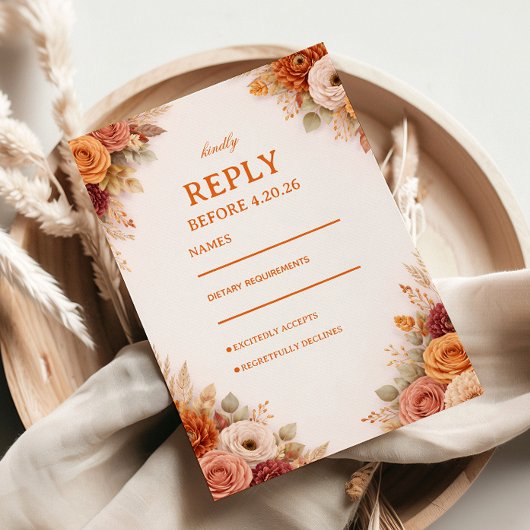 Herfst Bloemige Elegante Respons RSVP Kaartje