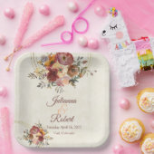 Herfst bloemige en gouden bruiloft papieren bordje (Feest)