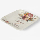 Herfst bloemige en gouden bruiloft papieren bordje (Gebogen)