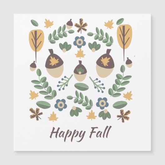 Herfst bloemige groene bladeren eikel patroon (Voorkant)