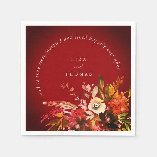 Herfst Bloemige Herfst Rode Gelukkig Tot In De Eeu Servet (Voorkant)