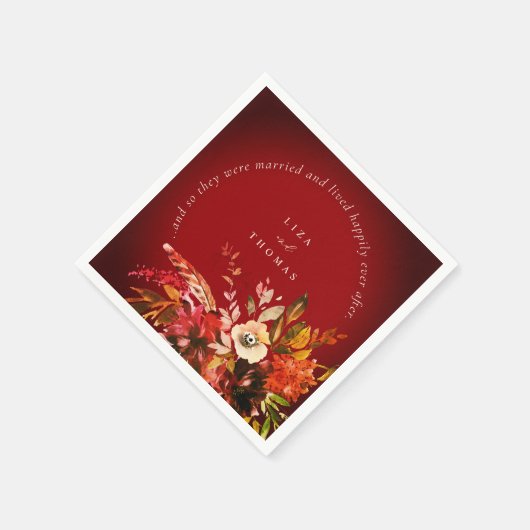 Herfst Bloemige Herfst Rode Gelukkig Tot In De Eeu Servet (Hoek)