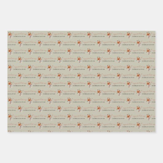 Herfst Bloemige Inpakpapier Vellen  (Voorkant 2)