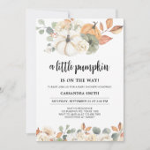 Herfst Bloemige Kleine Pompoen Baby Shower Kaart (Voorkant)