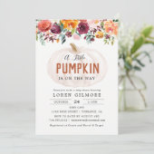 Herfst Bloemige Kleine Pompoen Baby Shower Kaart (Staand voorkant)