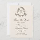 Herfst Bloemige Monogram Foto Save The Date (Voorkant)