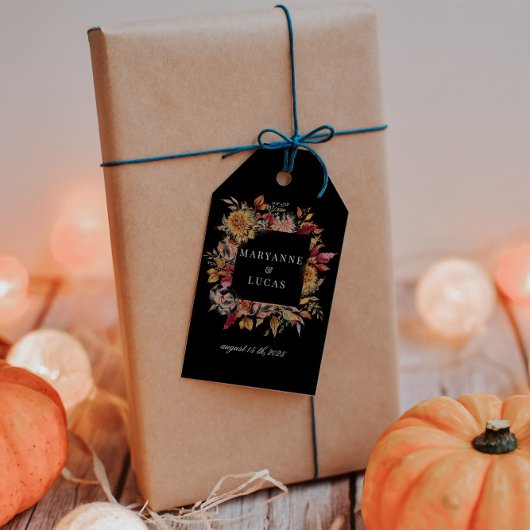 Herfst Bloemige Monogram met Sfeer Cadeaulabel