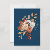 Herfst bloemige Navy Blue Enclosure RSVP Kaart (Achterkant)