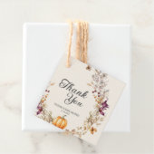 Herfst Bloemige Pompoen Boho Baby Shower Bedankjes Labels (In situ)
