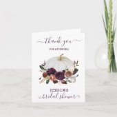 Herfst Bloemige Pompoen Boho Bruidsfeest Bedankkaart (Voorkant)