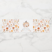 Herfst Bloemige Pompoen Bruidsdouche Waterfles Etiket (Enkel label)