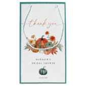 Herfst bloemige pompoen bruiloft favoriet klein cadeauzakje (Achterkant)