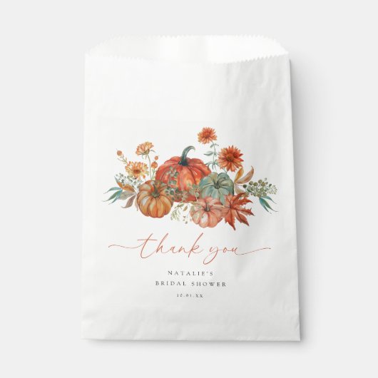 Herfst Bloemige Pompoen Bruiloft Feest Bedankzakje (Voorkant)