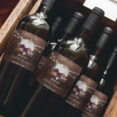 Herfst Bloemige Pompoen Houten Bruidsborrel Wijn Etiket