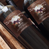 Herfst Bloemige Pompoen Houten Bruidsdouche Wijn Etiket