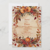 Herfst Bloemige Pompoen Rustieke Trouwdag Save The Date (Voorkant)