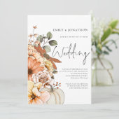 Herfst Bloemige Pompoen Script QR Code Trouw Uitno Kaart (Staand voorkant)