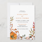 Herfst bloemige pompoen Trouwkaart Aankondiging (Voorkant)