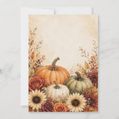 Herfst Bloemige Pompoen Uitnodiging  (Achterkant)