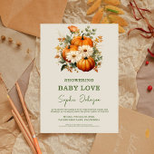 Herfst Bloemige Pompoen Waterverf Baby Shower Kaart