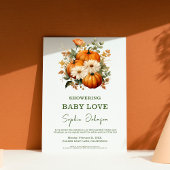 Herfst Bloemige Pompoen Waterverf Baby Shower Kaart