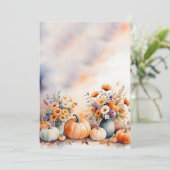 Herfst Bloemige Pompoenen Achtergrond Kaart (Staand voorkant)