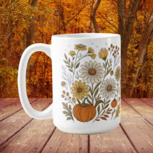 Herfst Bloemige Pompoenen Wilde Bloemen Decor Koffiemok