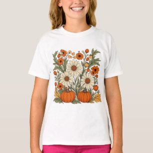 Herfst Bloemige Pompoenveld T-shirt