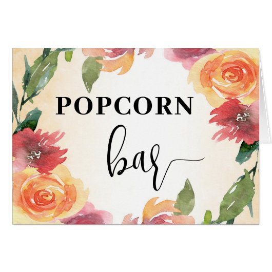 Herfst Bloemige Popcorn Bar Voedsel Tentkaart (Voorkant Horizontaal)