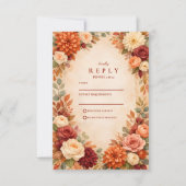 Herfst Bloemige Romantische Bruiloft RSVP Kaartje (Voorkant)
