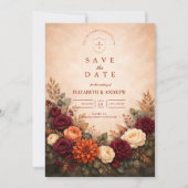 Herfst Bloemige Romantische Bruiloft Save The Date (Voorkant)
